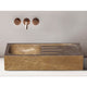 Noce Brown Travertine Natural Stone Farmhouse Rectangular Vessel Kitchen Sink (W)18" (L)36" (H)7"