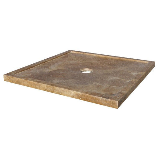 Noce brown travertine square shower base