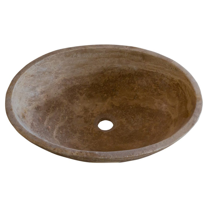 Noce Brown Travertine Natural Stone Oval Above Vanity Bathroom Sink NTRVS36