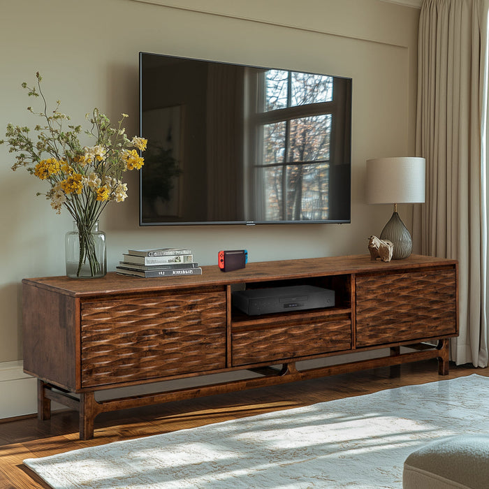 Acacia Elara TV Stand with Storage and Cable Management for TVs up to 80"