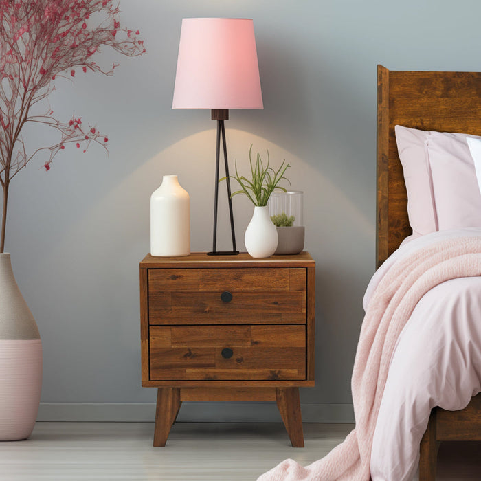 Acacia Silvia 2-Drawer Solid Wood Nightstand