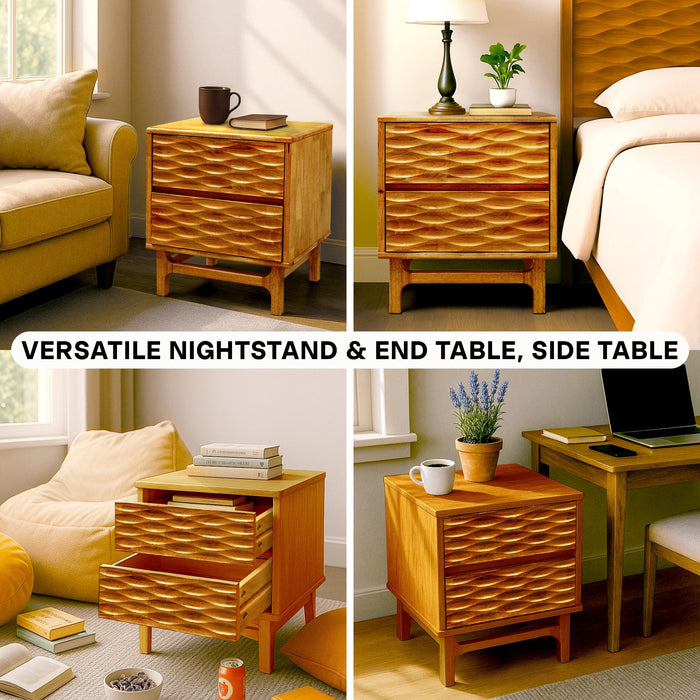 Acacia Elara Nightstand with 2 Drawers