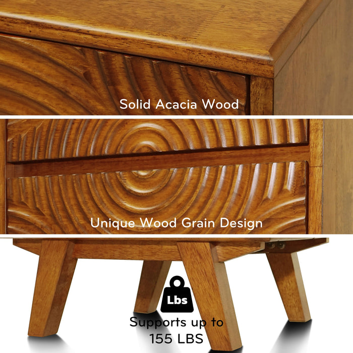 Acacia Harmony Nightstand with 2 Drawers
