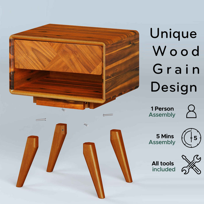 Rorns Laden Nightstand with drawer