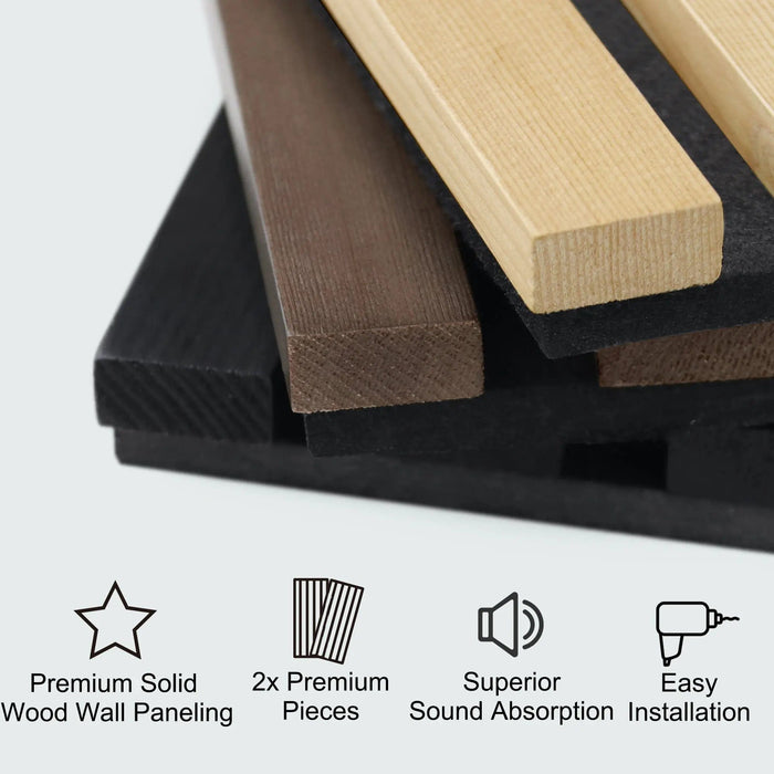 Luxury Black Acoustic Solid Wood Wall Panels ( 2 Panels Per Box）