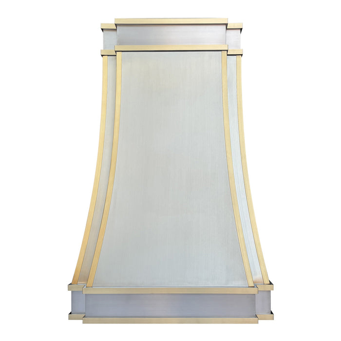 Sweep Stainless Steel Custom Range Hood with Gold Trim 35W x 21D x 54H