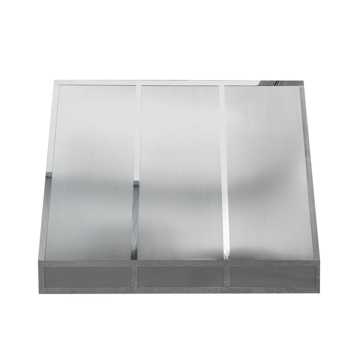 Angled Stainless Steel Metal Range Hoods with Bands 66W x 26D x 52H