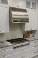 Barrel Shaped Stainless Steel Custom Kitchen Hoods with Brass Strap