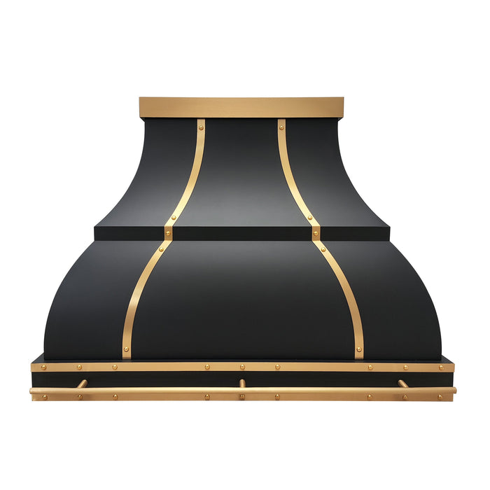 Black Stainless Steel Range Hood with Golden Decoration