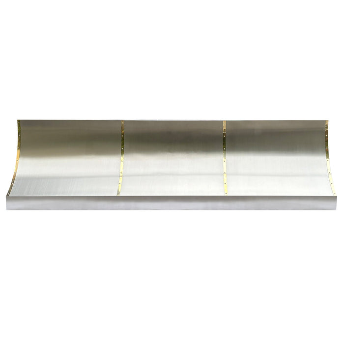 Brushed Stainless Steel Kitchen Hood with Brass Bands 109"W x 30"H x 24"D With 60" Internal Motor