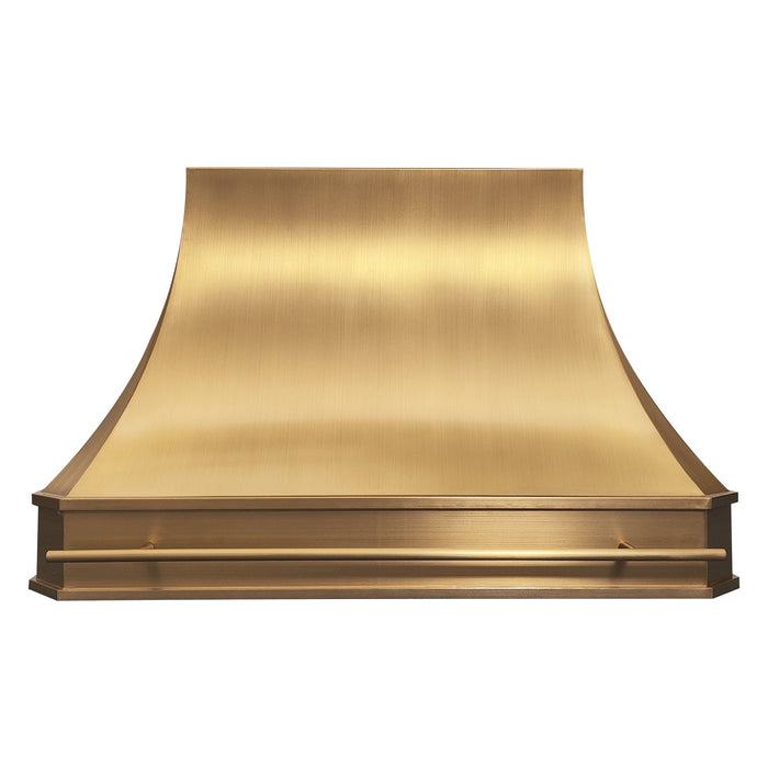 Curved Custom Golden Kitchen Hoods with Pot Rail