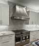 Curved Stainless Steel Range Hood With Mirror Accents