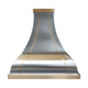Curved Stainless Steel Range Hood with Brushed Brass Straps 54"W x 24"D x 54"H