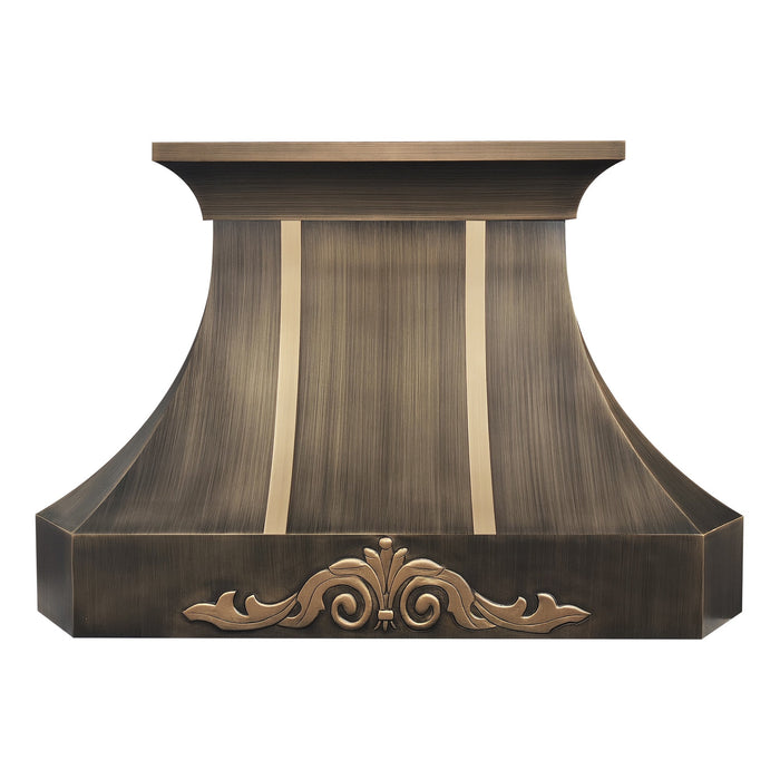 Custom Antique Brass Range Hood with Pattern