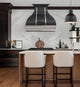 Custom Black Stainless Steel Modern Bell Range Hood with Stainless Apron