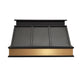 Custom Black Stove Hood in Trims and Golden Apron