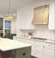 Custom Brass Stove Hood Under Cabinet Multi-layered Design
