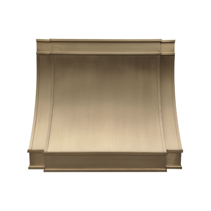 Custom Brushed Brass Stove Hood Modern Curve