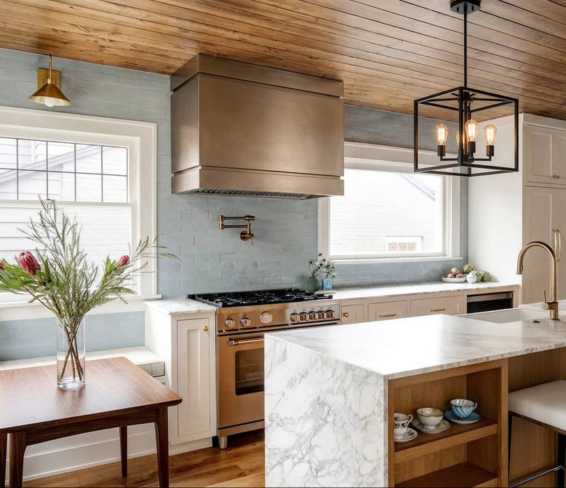 Custom Champagne Gold Painted Box Range Hood