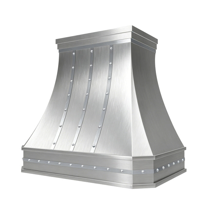 Custom Classic Curved Brushed Stainless Steel Range Hood