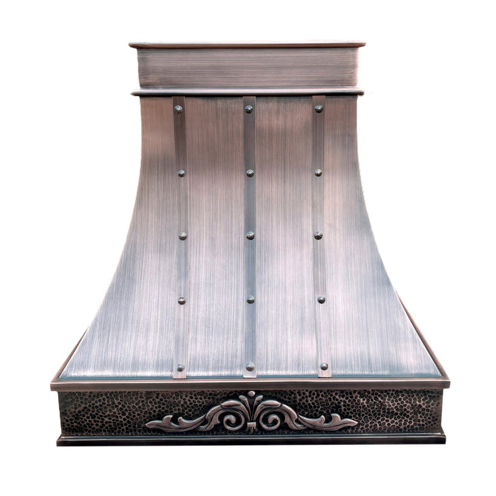 Custom Copper Range Hood Cover with Antique Brown Copper
