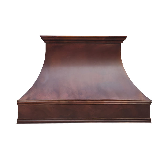 Custom Fired Copper Range Hood with Crwon