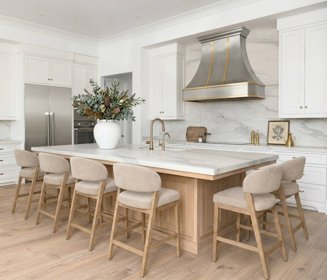 Custom Hammered Stainless Steel Curved Range Hood