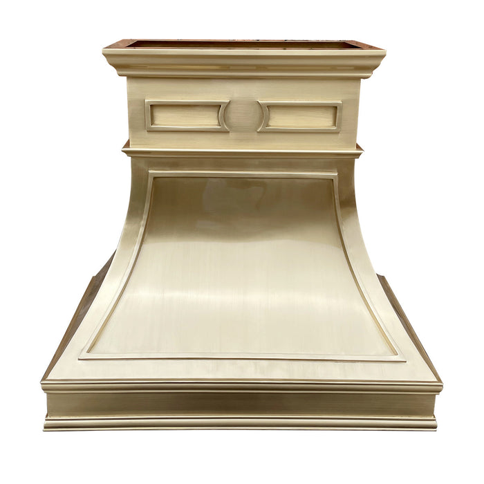 Custom Metal Kitchen Hoods Brushed Brass with Stylish Crown