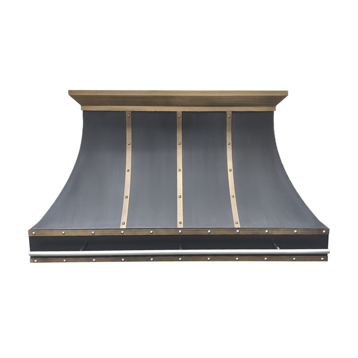 Custom Metal Range Hood Black Stainless Steel with Brass Trims