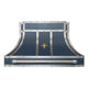Custom Navy Blue Stainless Steel Range Hood with Fleur & Pot Rail