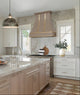 Custom Painted Stainless Steel Range Hood with Brass Trims