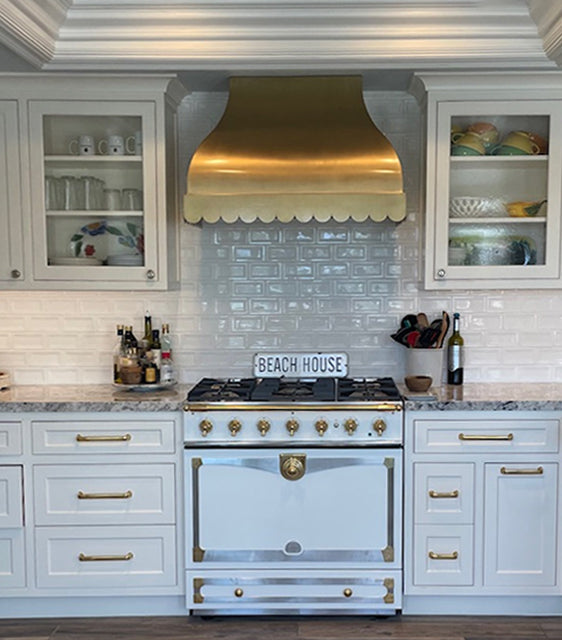 Custom Scalloped Brushed Brass Range Hood