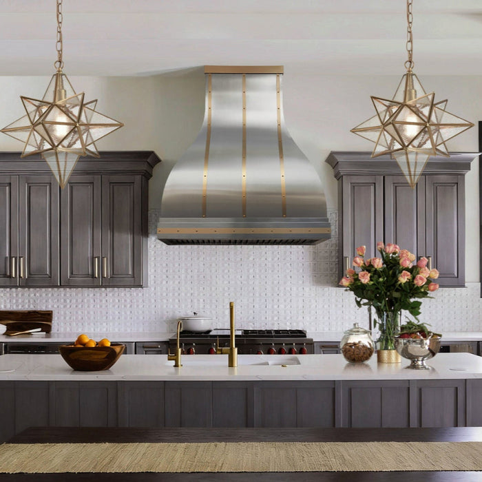 Custom Stainless Hood Classic Bell Shape with Brass Accents