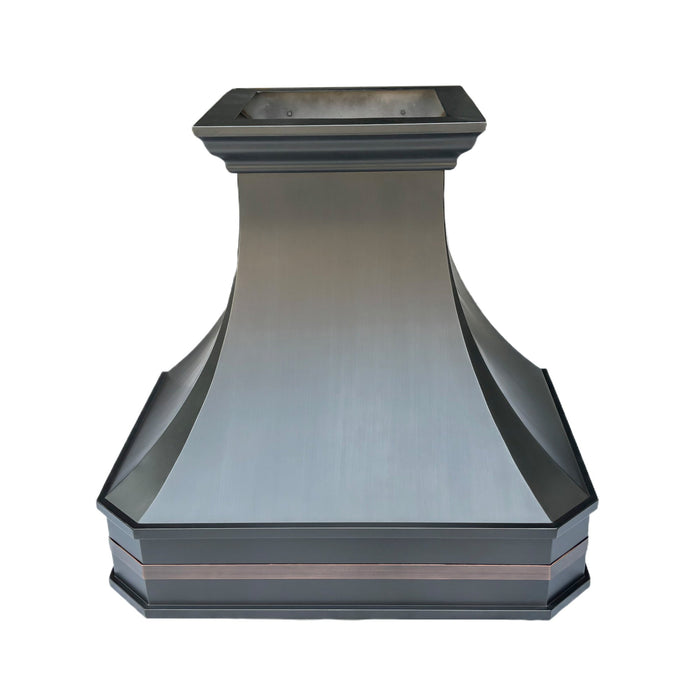 Custom Stainless Steel Range Hoods Curved Shape with Copper