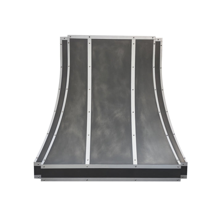 Custom Zinc Range Hood Industurial Curved Design with Stainless Steel Decor