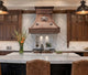 Handcrafted Luxury Copper Curved Kitchen Hood with Cusom Motif and Seams