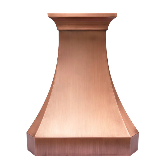 Medium Patina Copper Wall Mount Kitchen Hood 30"W x 36"H x 21" D