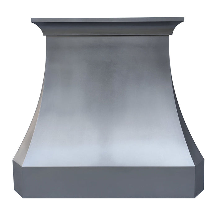 Modern Zinc Range Hood Handcrafted with Crown Molding