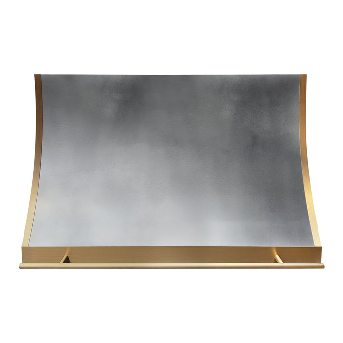 Natural Zinc Range Hood Non Directional with Brass Accents