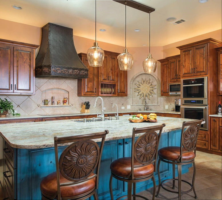 ORB Farmhouse Custom Copper Stove Hood with Hand-Hammered Pattern