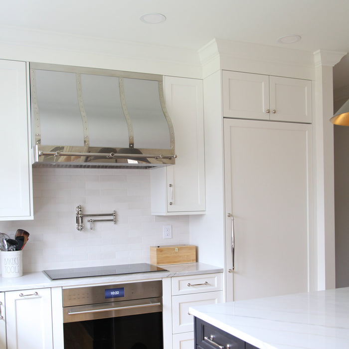 Ogee Brushed Stainless Steel Custom Morden Range Hood with Pot Rail