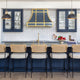 Painted Stainless Steel Range Hood Custom Blue with Polish Golden Accents