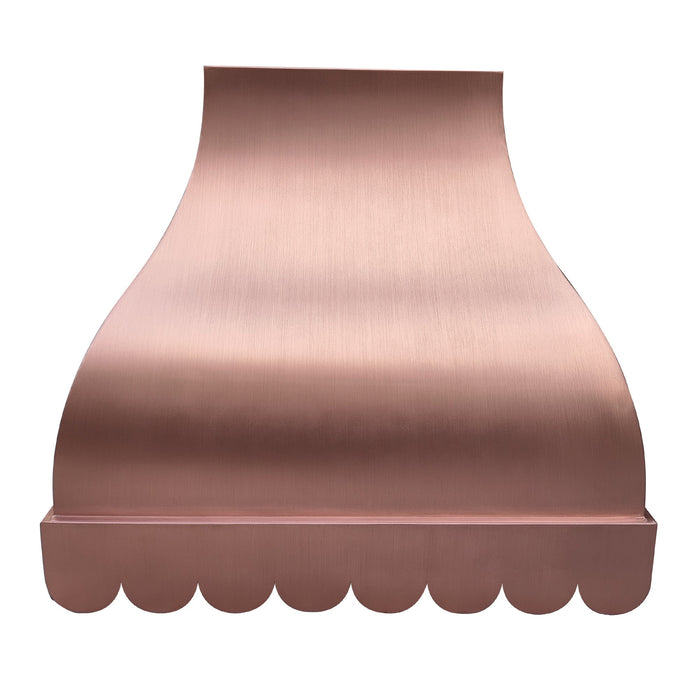 Penny Copper Range Hood with Scalloped Apron 30"W x 27"H x 21"D-VH50