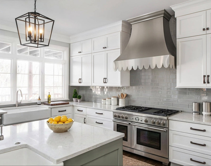 Sleek Scalloped Stainless Steel Custom Kitchen Vent Hood