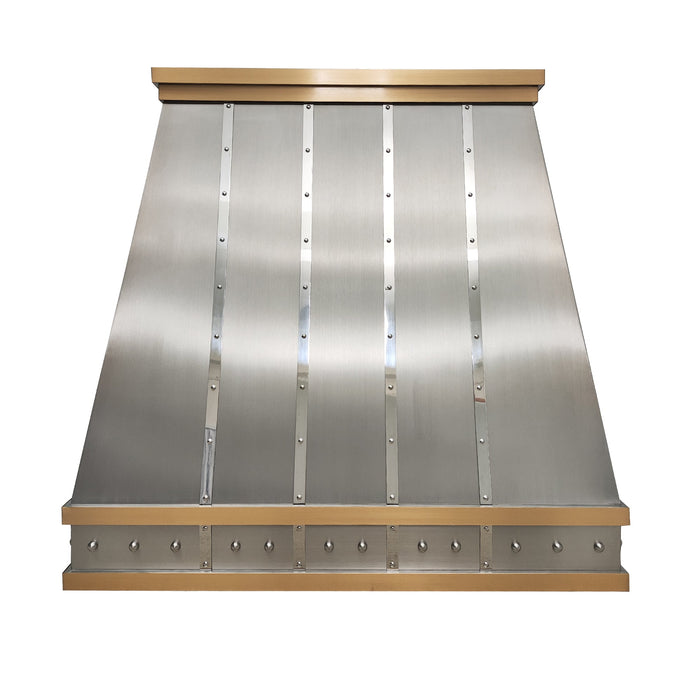 Stainless Steel Custom Slope Kitchen Hoods with Mirror Straps