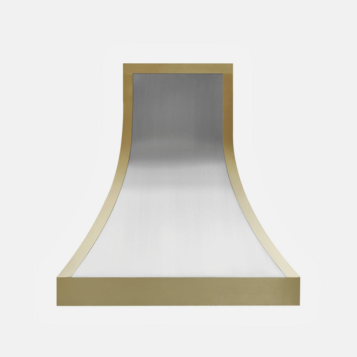 Stainless Steel Range Hood Curved Design with Golden Straps