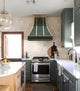 Stainless Steel Range Hood Custom Green with Polish Golden Accents