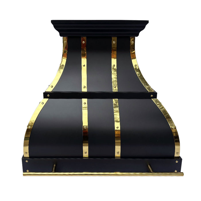 Stainless Steel Range Hood with Polished Brass Straps 30"W x 21"D x 27"H-H1-C4BTRH