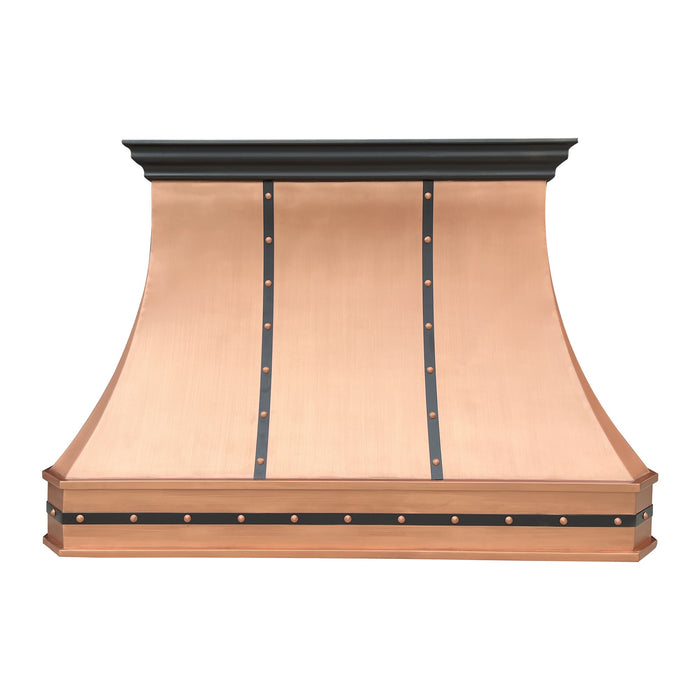 Sweep Custom Island Kitchen Copper Hood with Darken Accents