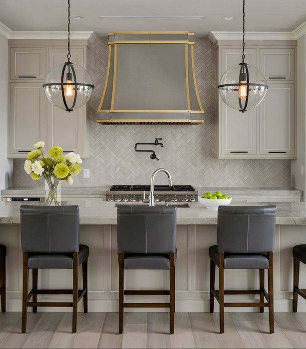 Sweep Custom Metal Zinc Range Hood with Brass Accent Modern Curve